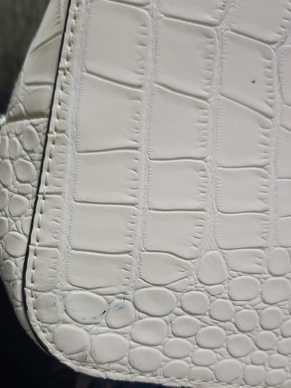 GUESS White Croc-Embossed Dome Satchel - Picture 14 of 16